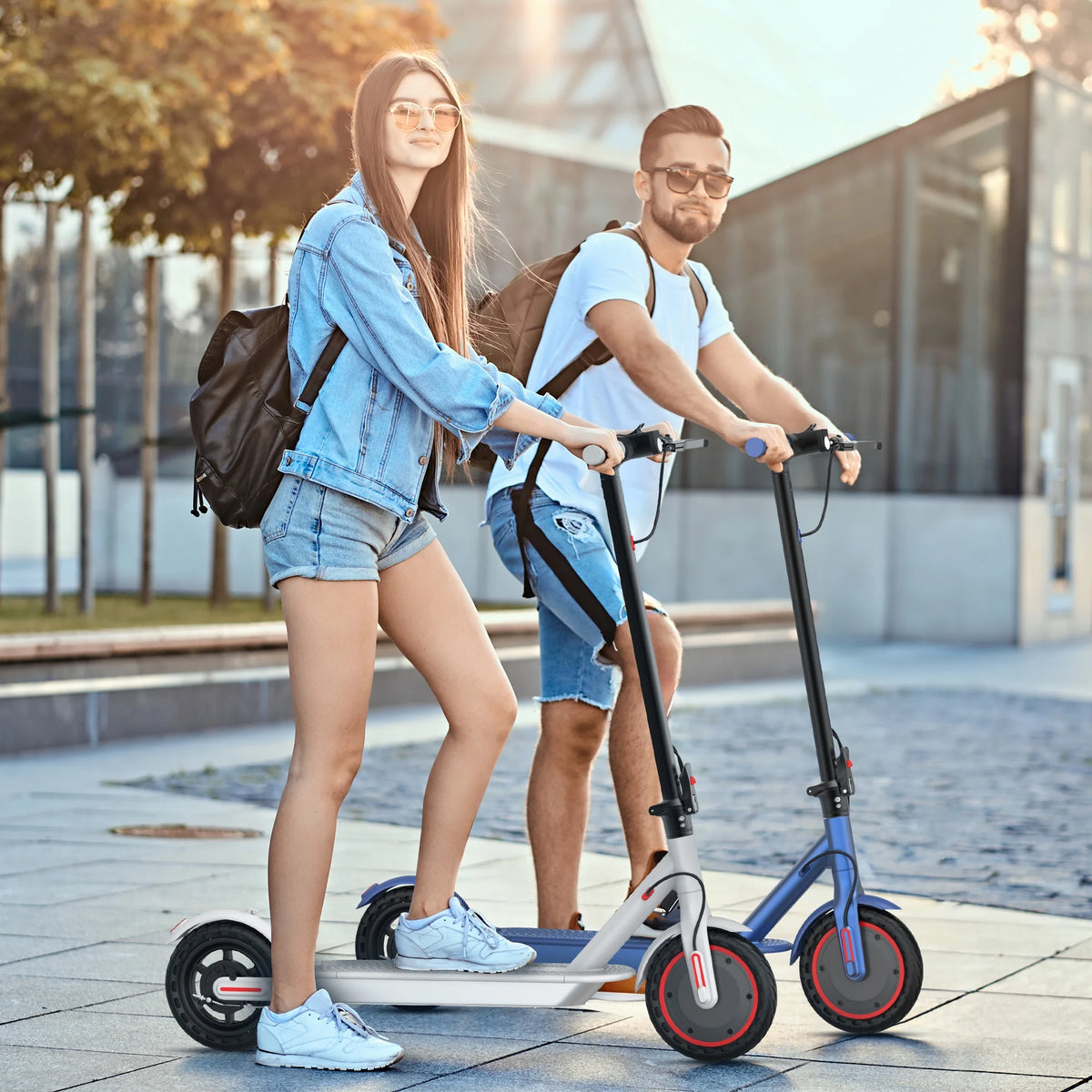 AOVOPRO WHITE ES80 350W 8.5' Foldable Electric Scooter for Adults and Child, 21 Miles Range