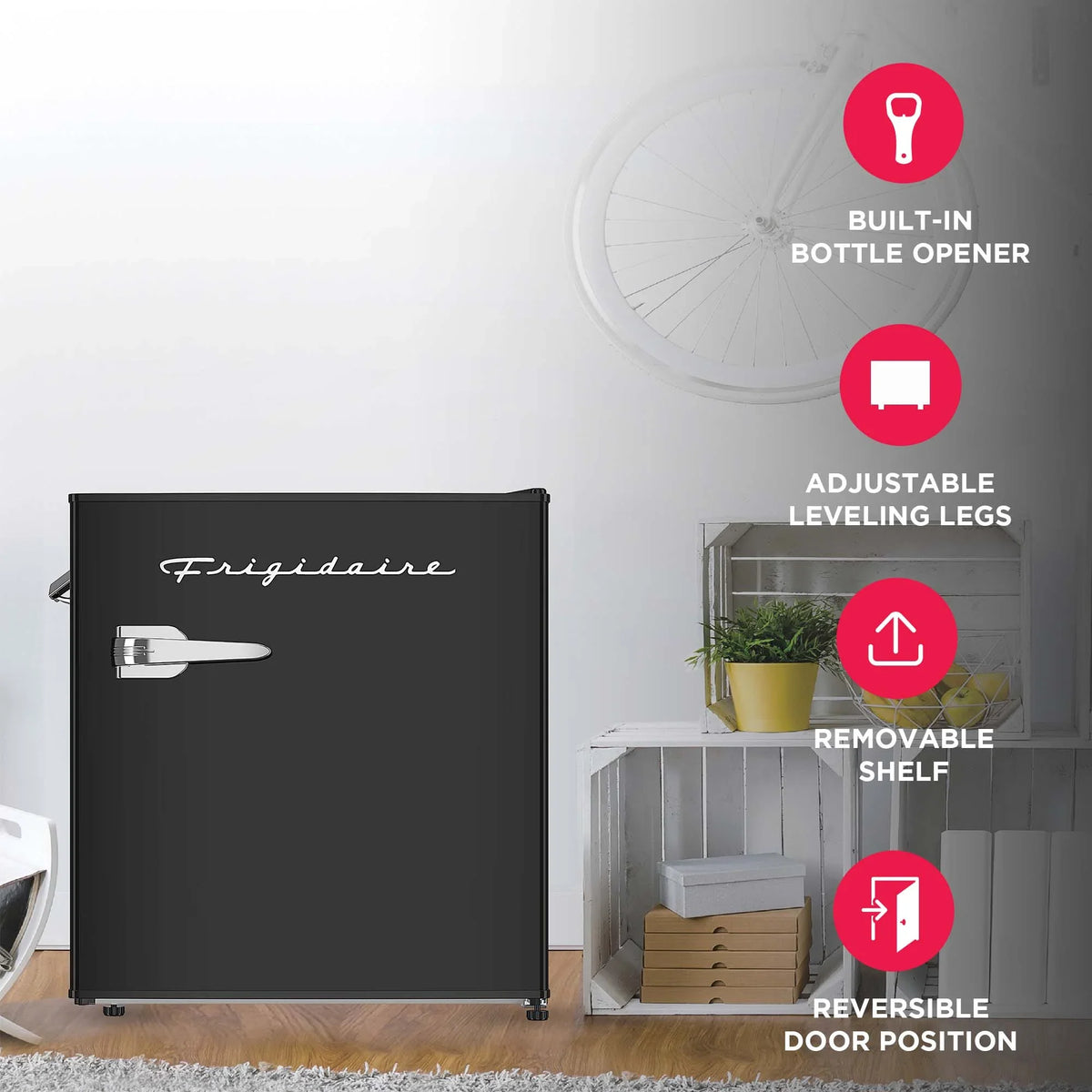 2026 NewFrigidaire 1.6 Cu ft. Retro Compact Refrigerator with Side Bottle Opener, Coral