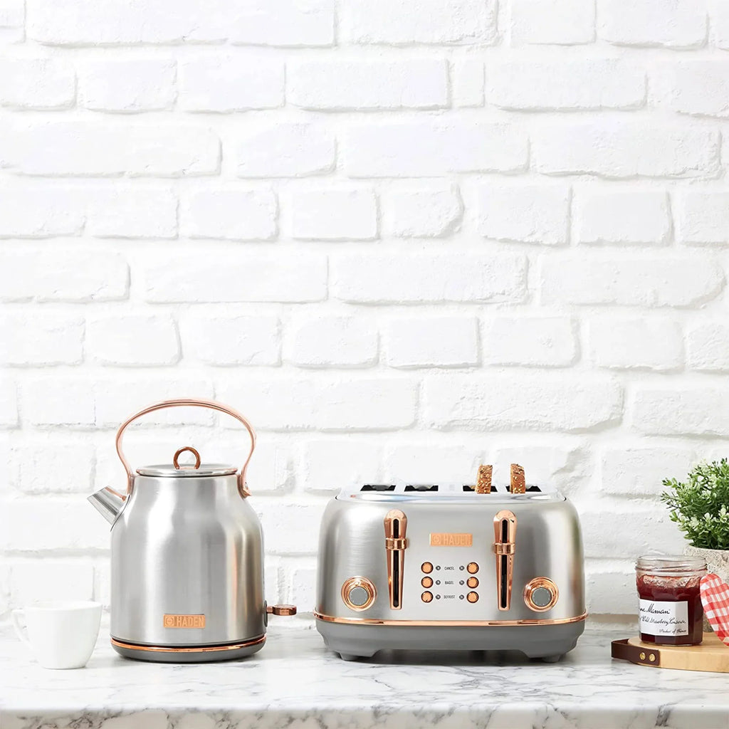 2026 NewHaden Heritage 1500 1.7 Electric Kettle, Matte Black Finish with Copper Accents