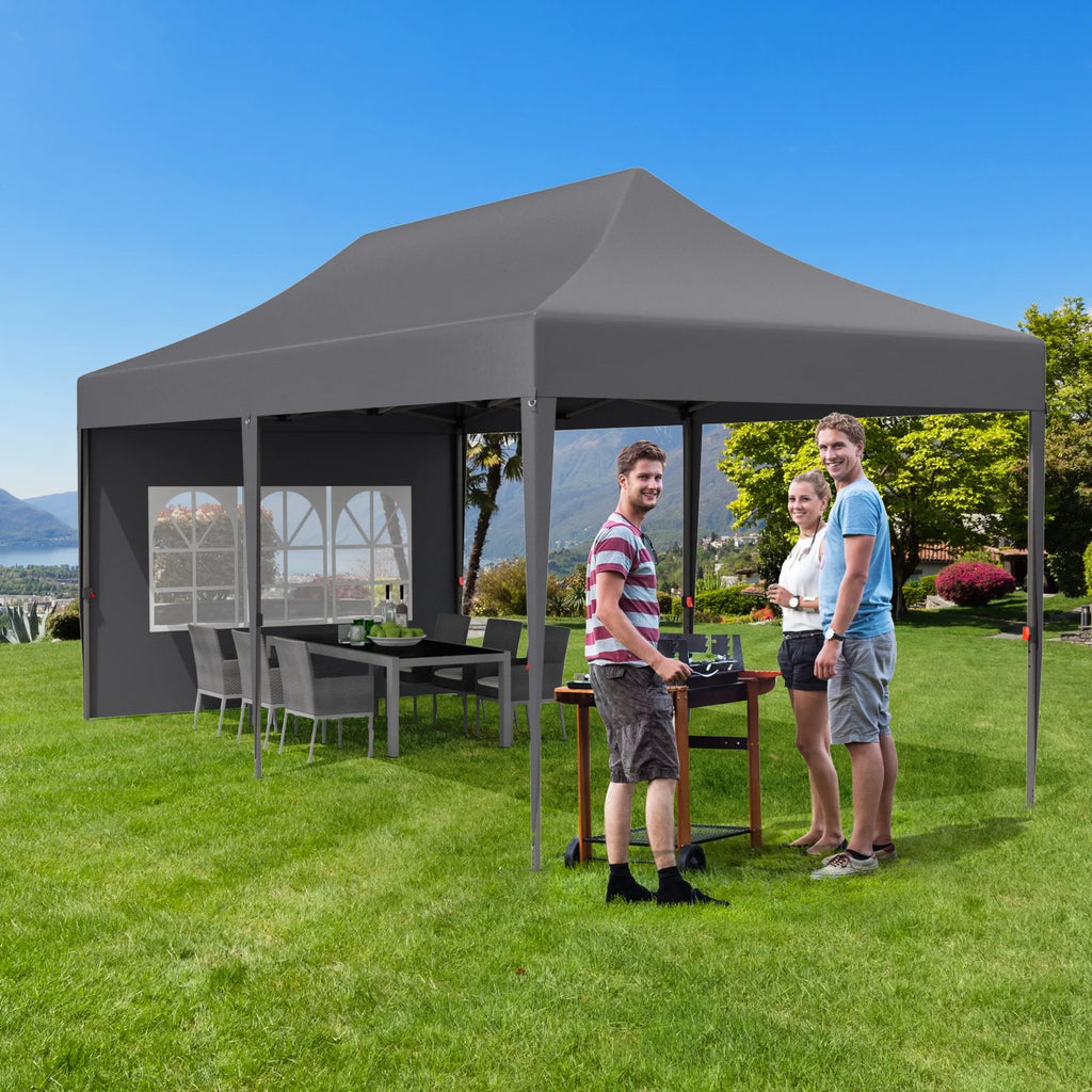 LAZY BUDDY 10'x20' Pop up Canopy Tent with 6 Sidewalls, Heavy Duty Outdoor Canopy Tent Commercial Instant Folding Sun Shelter for Party, Wedding, Camping
