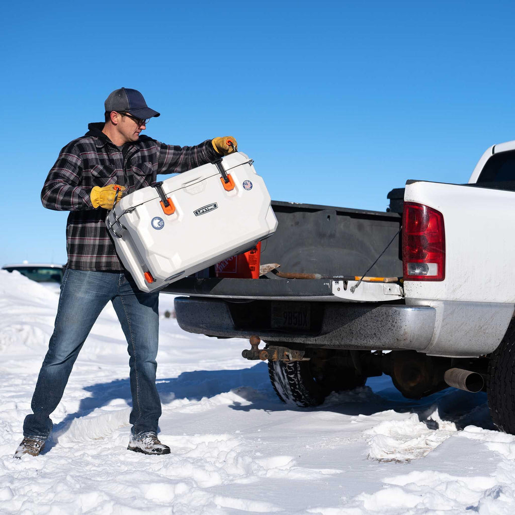 Lifetime 65 qt Bear-Resistant Camping Cooler, Premium High Performance, Ice Retention, Hard Cooler, 75 Can Capacity, Arctic White (90997)