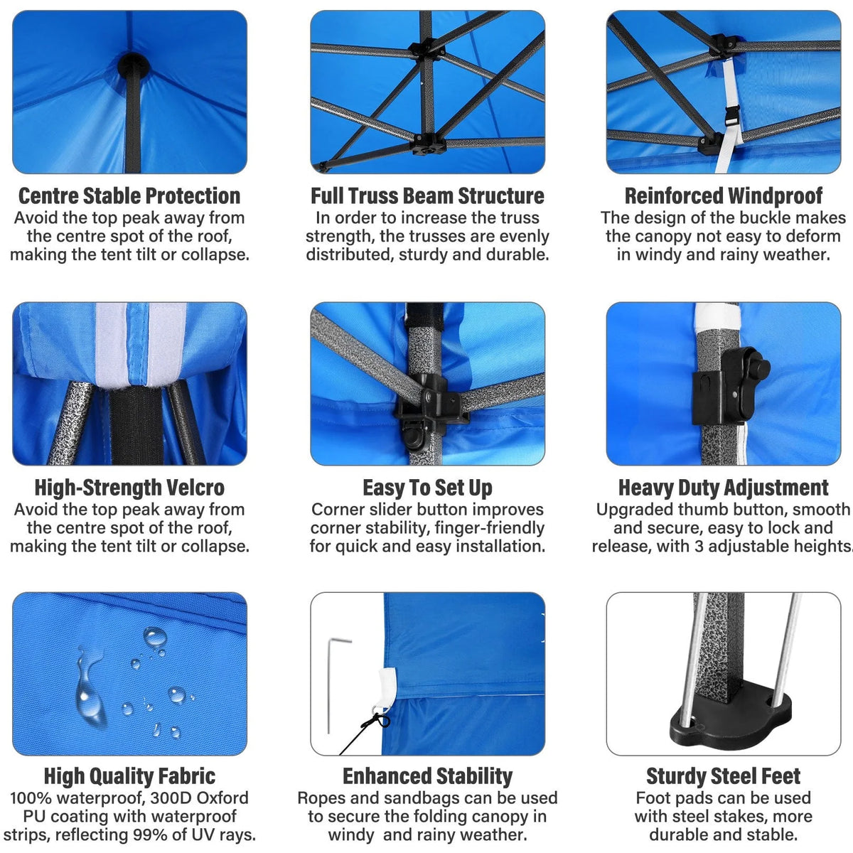 SANOPY 10'x20' Pop Up Canopy Waterproof Folding Tent Outdoor Easy Set-up Instant Tent Heavy Duty Commercial Wedding Party Shelter with 6 Removable Sidewalls, 4 Sandbags, Roller Bag, Black