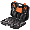 SKYSHALO Mechanics Tool Set and Socket Set, 1/4" and 3/8" Drive Deep & Standard Sockets, 145 Piece SAE and Metric Mechanic Tool Kit with Bits, Combination Wrench, Hex Wrenches, Accessories