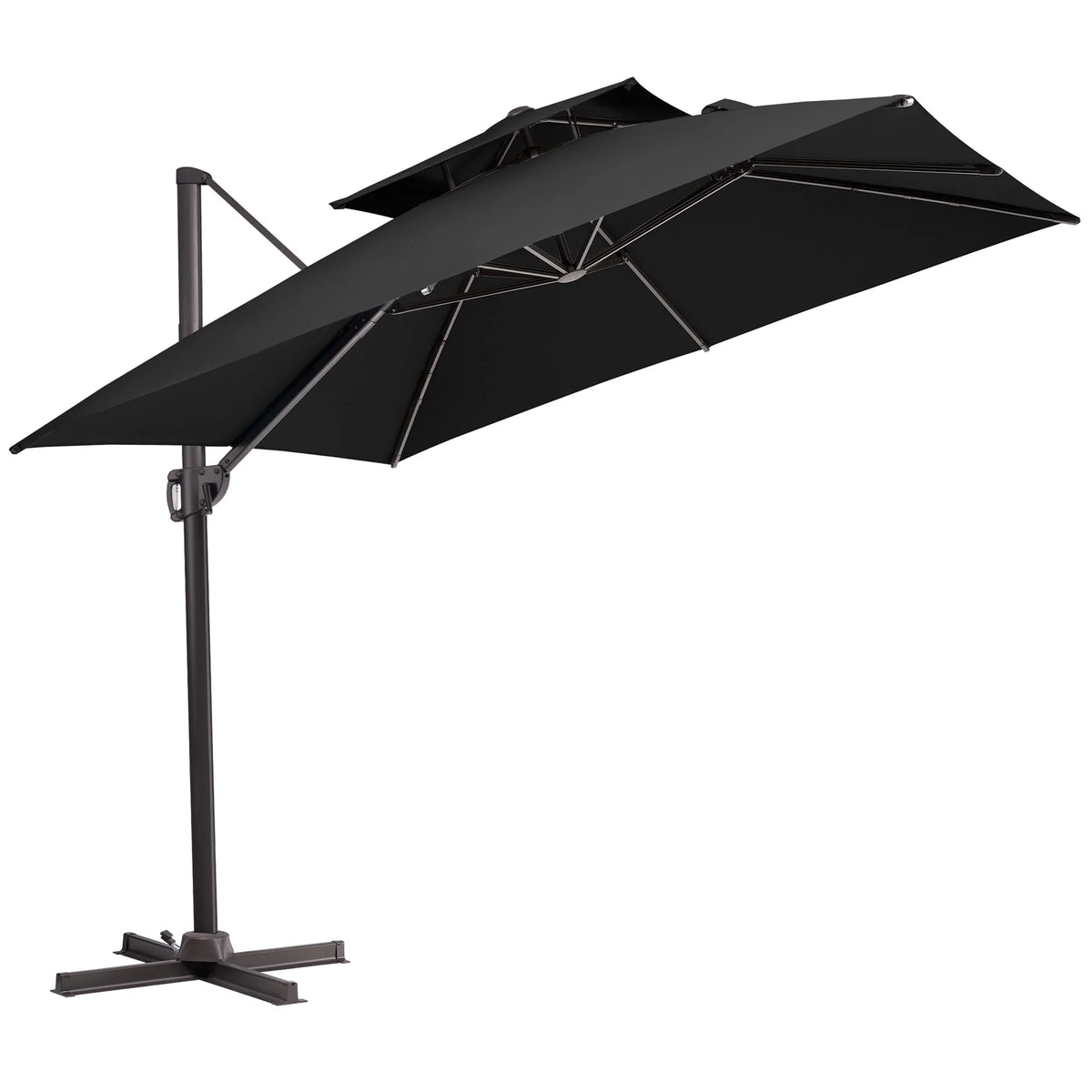 2026 NewPellebant 10 ft. x 10 ft. Square Double Top Patio Cantilever Umbrella, Navy Blue
