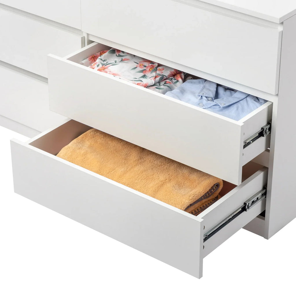 2026 NewKtaxon 6 Drawer Double Dresser Wood Dresser Storage Cabinet Drawer Organizer Chest Of Drawers, White