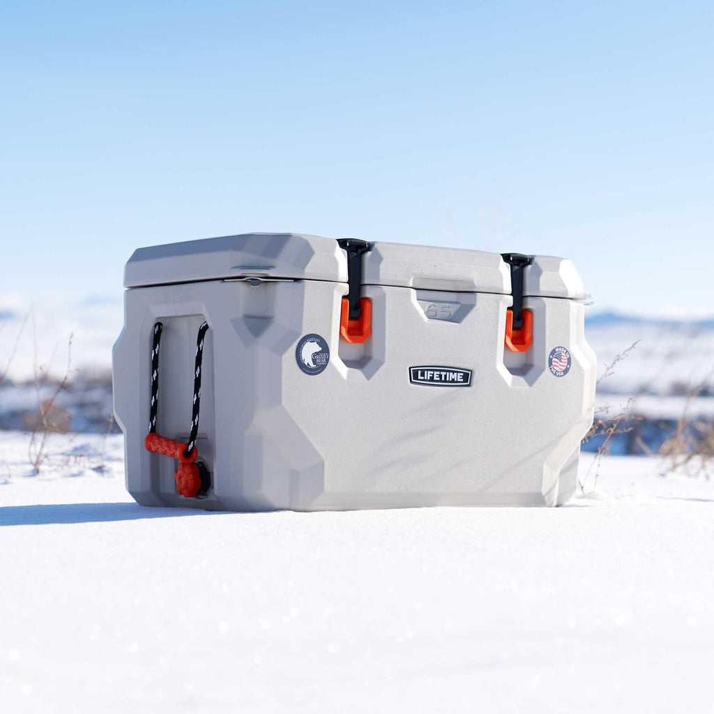 Lifetime 65 qt Bear-Resistant Camping Cooler, Premium High Performance, Ice Retention, Hard Cooler, 75 Can Capacity, Arctic White (90997)