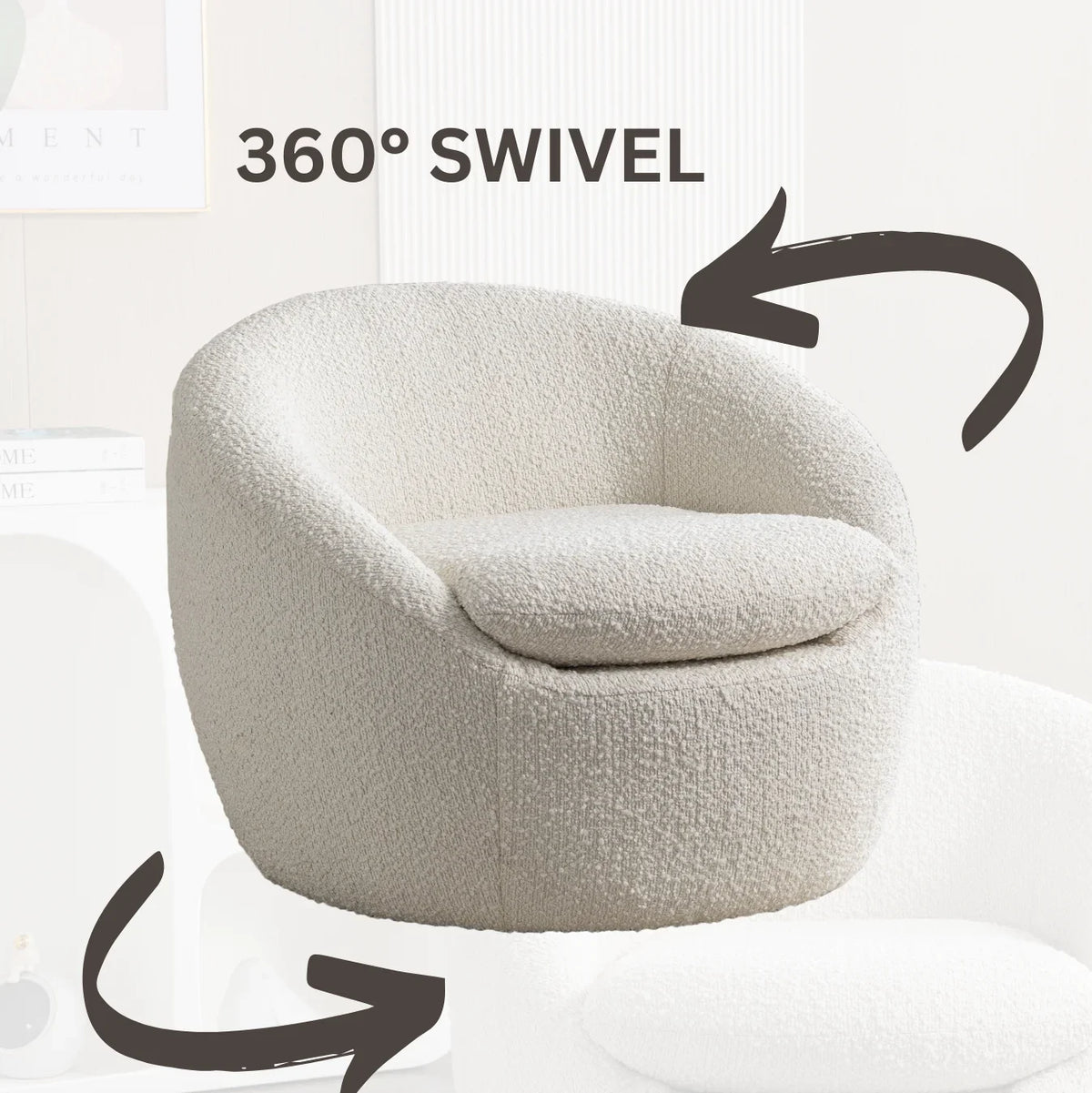 2026 NewRoundhill Furniture Winnie Modern Barrel Chair, 360" Swivel
