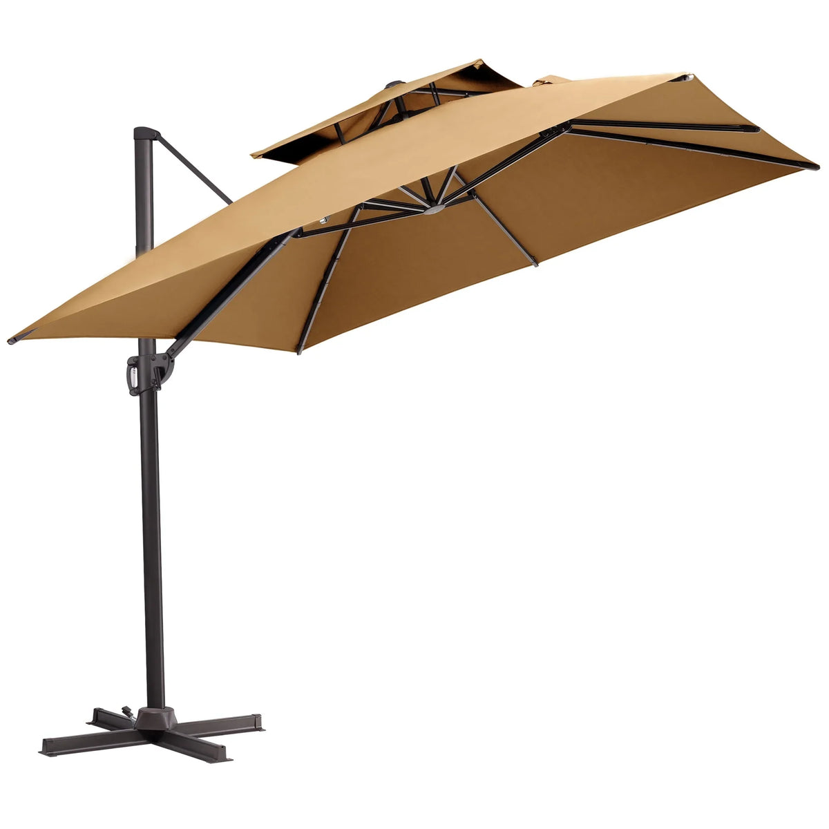 2026 NewPellebant 10 ft. x 10 ft. Square Double Top Patio Cantilever Umbrella, Navy Blue