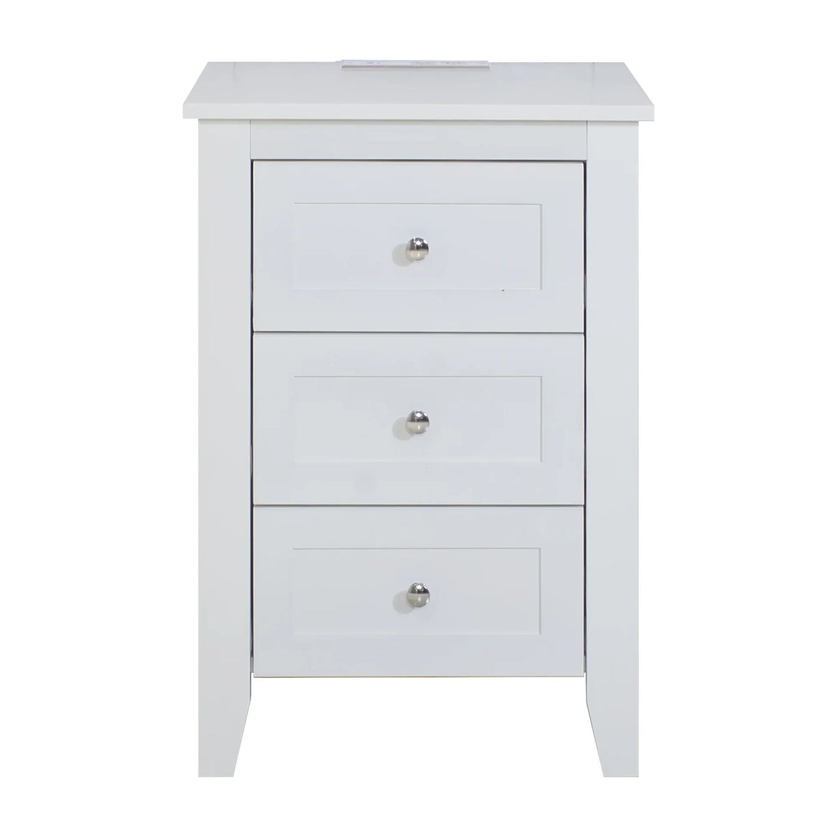 2026 NewGlavbiku Modern White 3 Drawer Nightstand Set of 2 with USB Ports & Power Outlets for Bedrooms,Adult