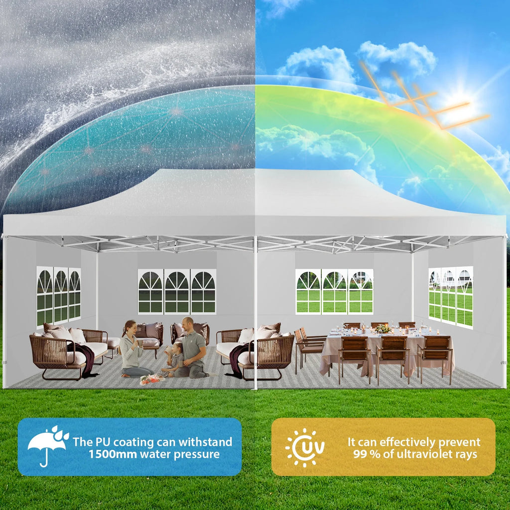 COBIZI 13x26 Heavy Duty Commercial Canopy Tent,Easy Pop Up Party Tent Gazebo,Outdoor Portable Party Canopy,Extra-large Size Space For Outside Wedding Gathering Activities,Waterproof&UPF 50+,White
