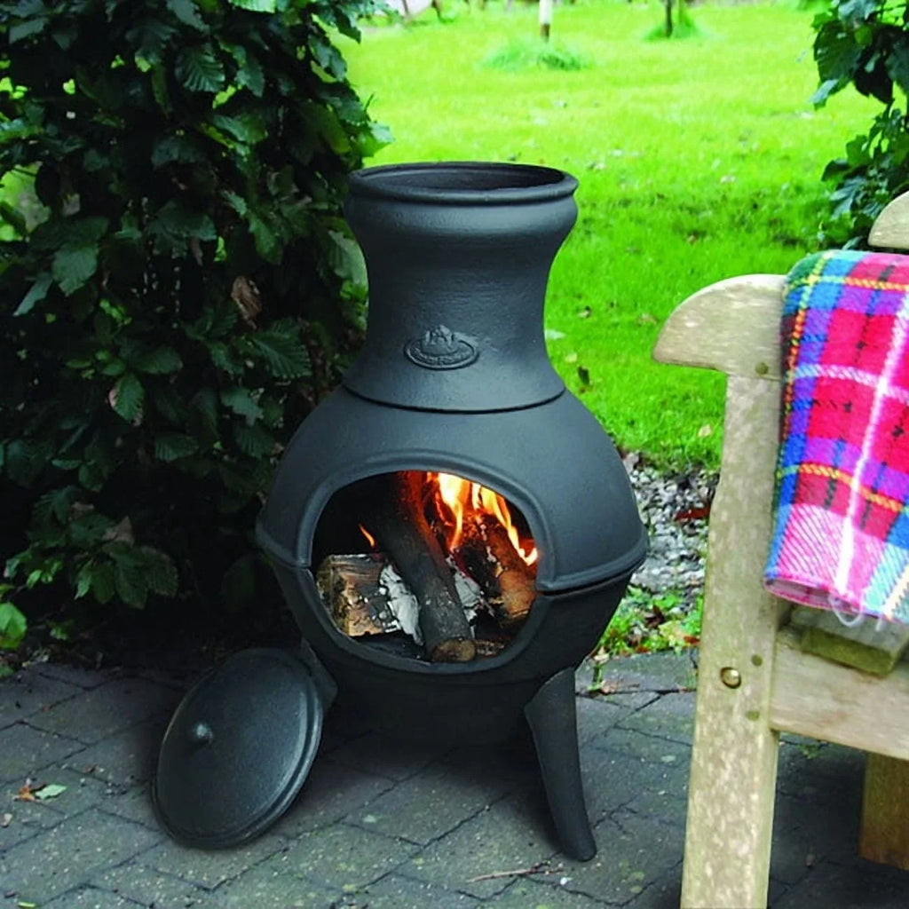2026 NewEsschert Design 26" Black Finish Cast Iron Chiminea