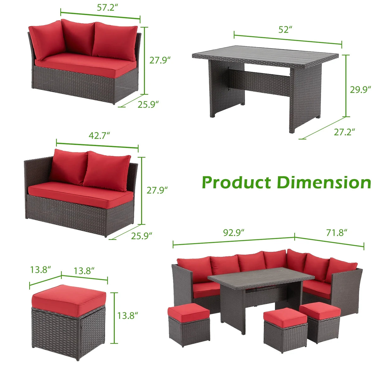 2026 NewAECOJOY 7 Piece Patio Furniture Set PE Rattan Outdoor Dining Set Sectional Sofa Couch with Table Patio Conversation Set in Gray
