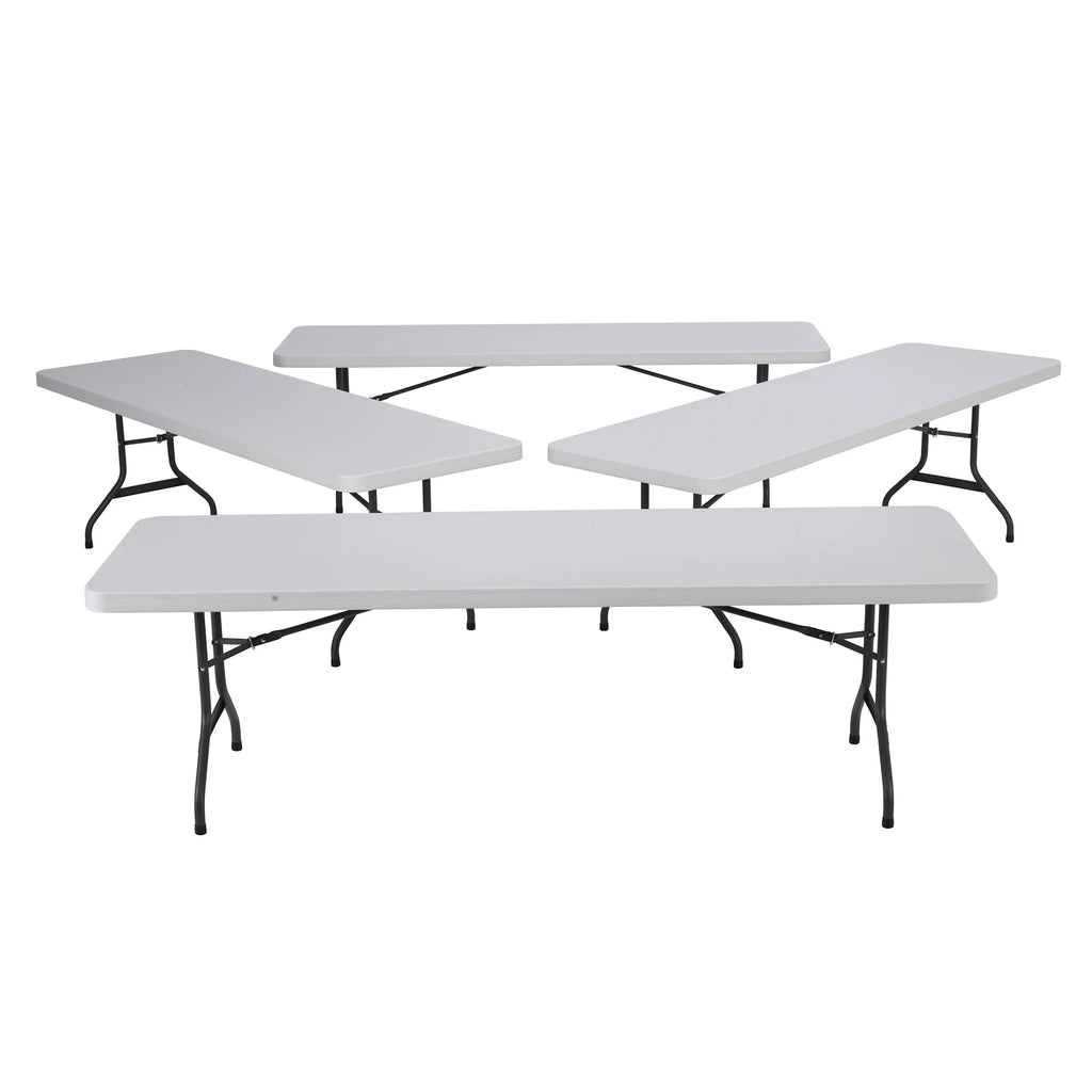 Lifetime 8 ft. Rectangle Folding Table, Indoor/Outdoor Commercial Grade, White Set of 4 (42980)