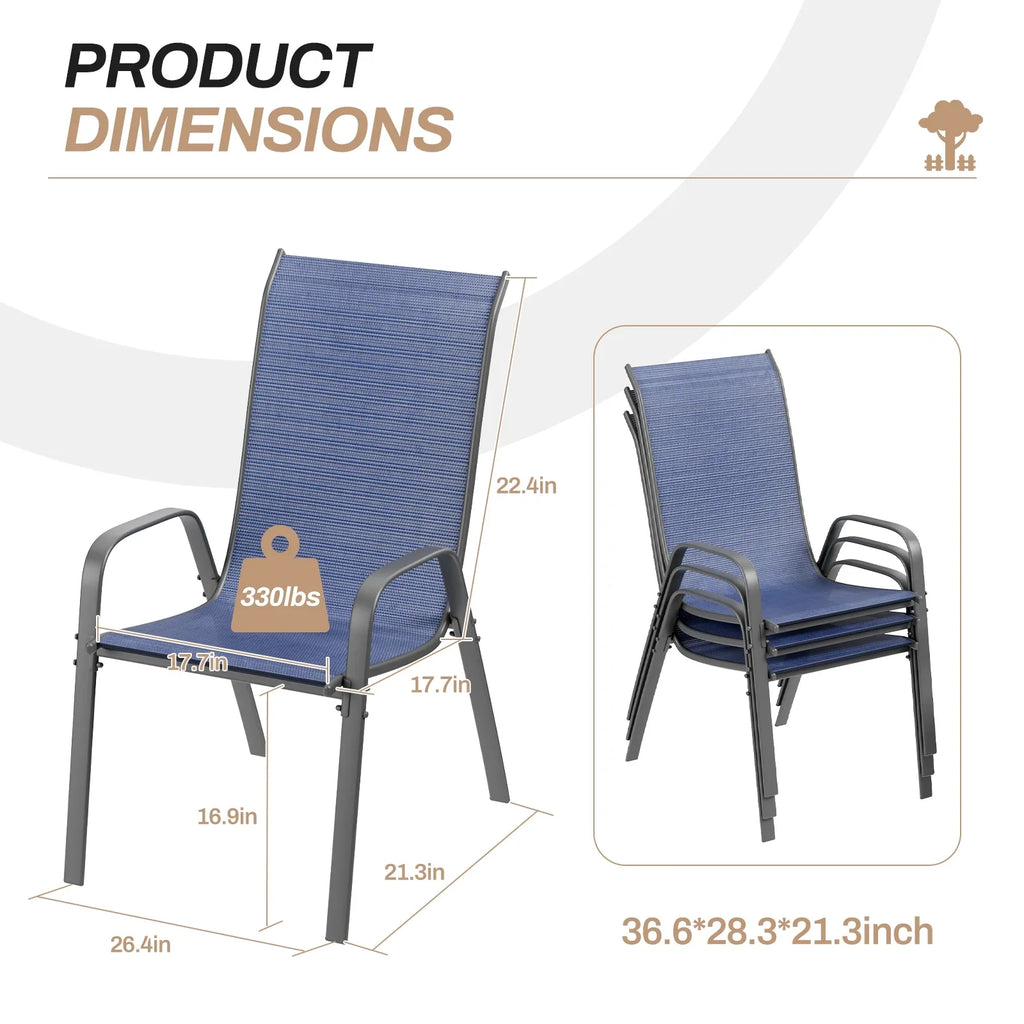 2026 NewArlopu 8Pcs Patio Dining Chairs Outdoor Stackable Armrest Chairs for Lawn Garden Backyard