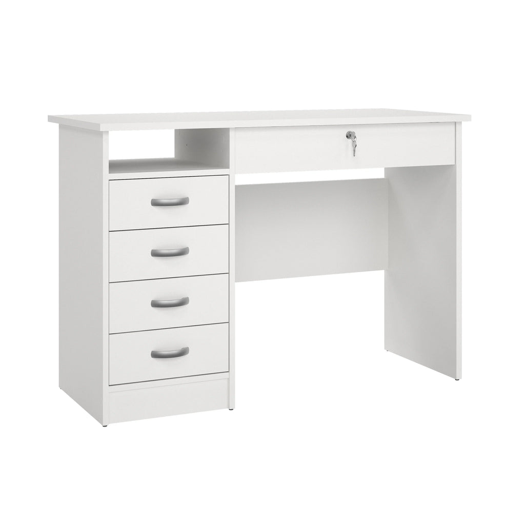 2026 NewTvilum Walden 5 Drawer Office Desk with 1 Locking Drawer for Adults, White