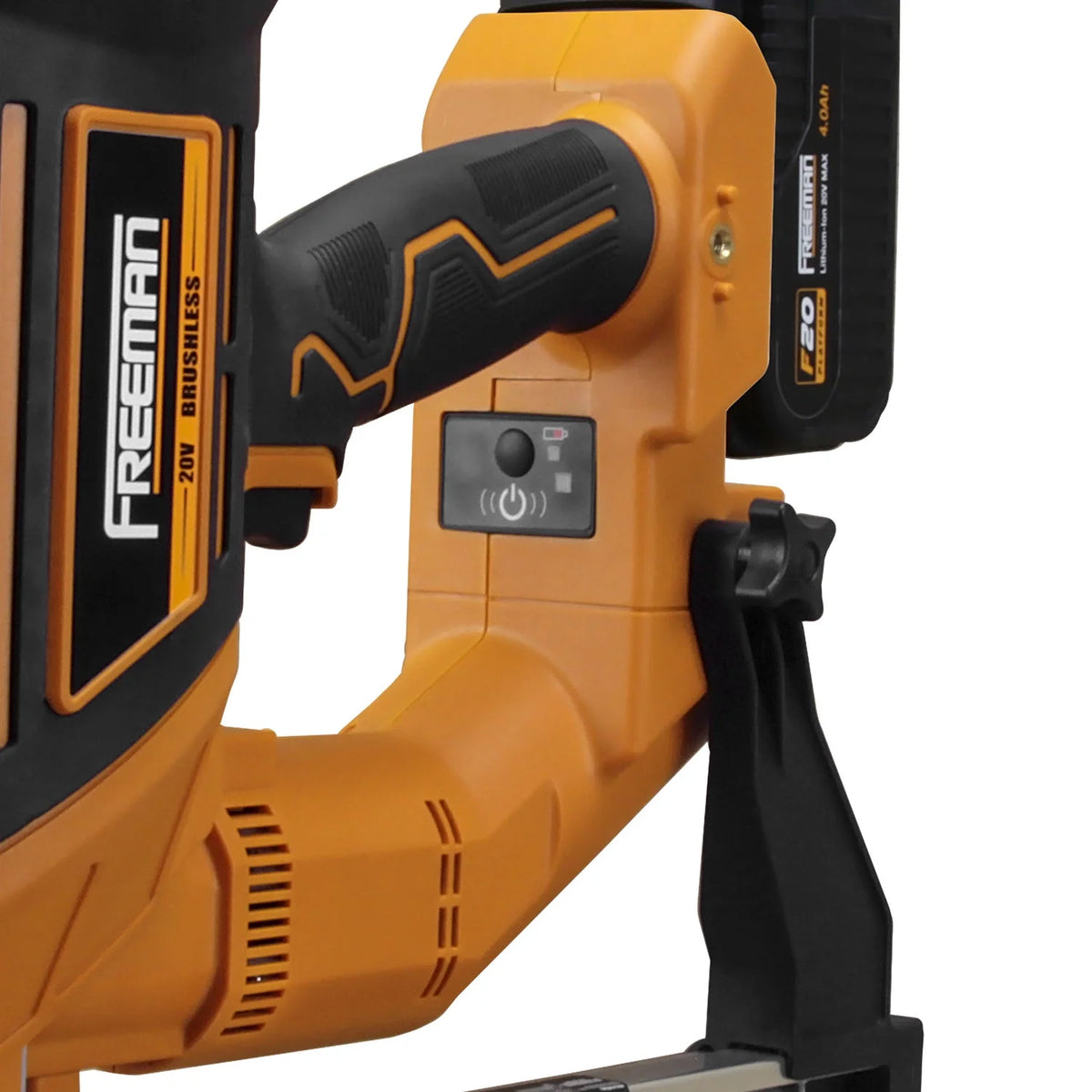 Freeman PE20VCSPN40 20 Volt Cordless and Brushless 1-1/2" Concrete Nailer Kit with Lithium Ion Battery, Charger, and Case -C 750 Shots per Charge