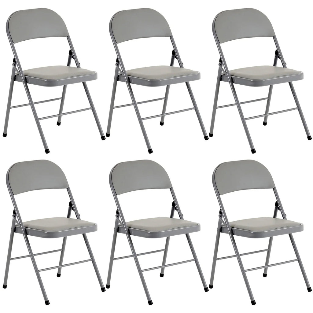 2026 New6 Pack Gray Folding Chairs with Padded Seats, Portable Stackable Foldable Chairs for Indoor & Outdoor, Commercial Seat with Metal Frame for Events Office Wedding Party, 330lbs Capacity