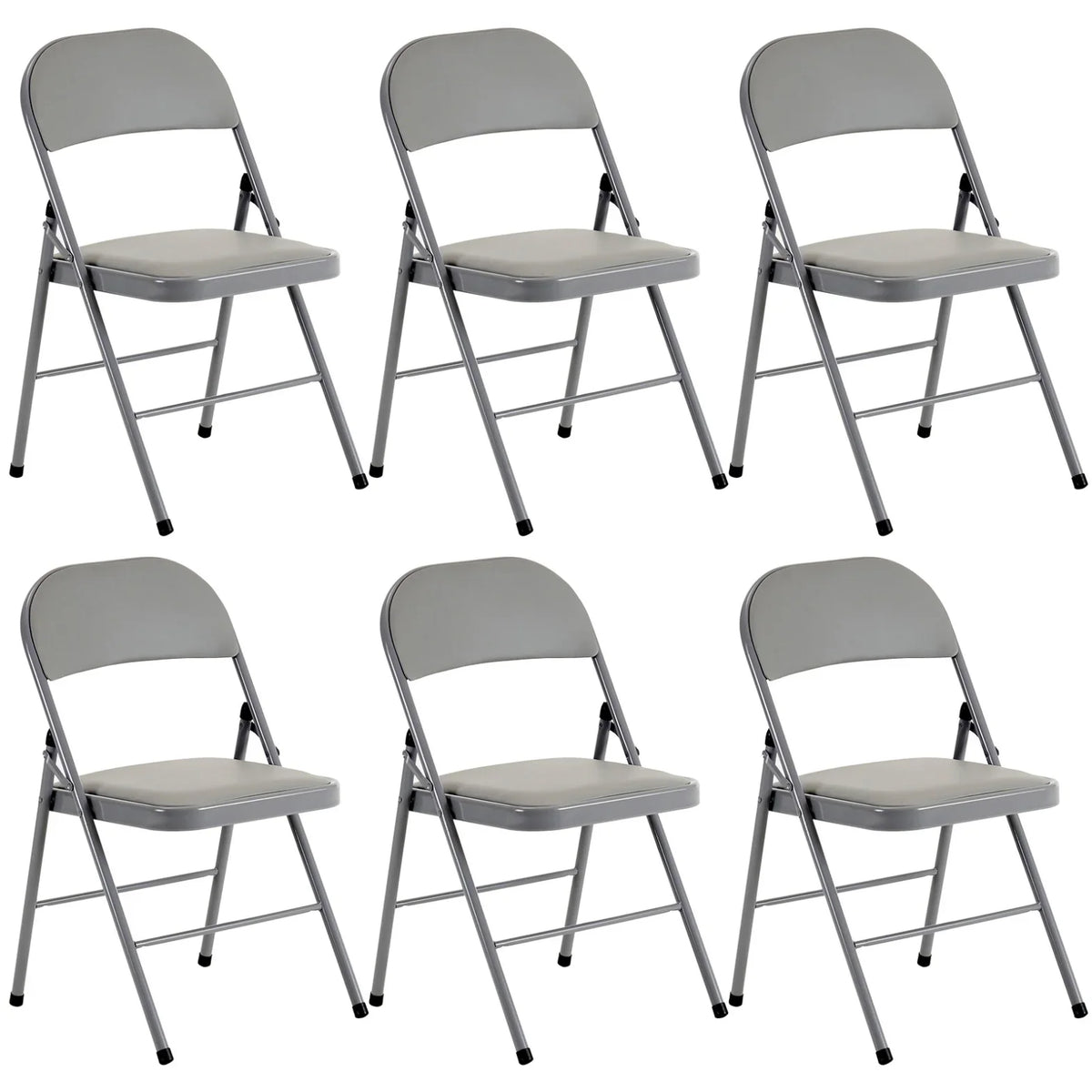 2026 New6 Pack Gray Folding Chairs with Padded Seats, Portable Stackable Foldable Chairs for Indoor & Outdoor, Commercial Seat with Metal Frame for Events Office Wedding Party, 330lbs Capacity