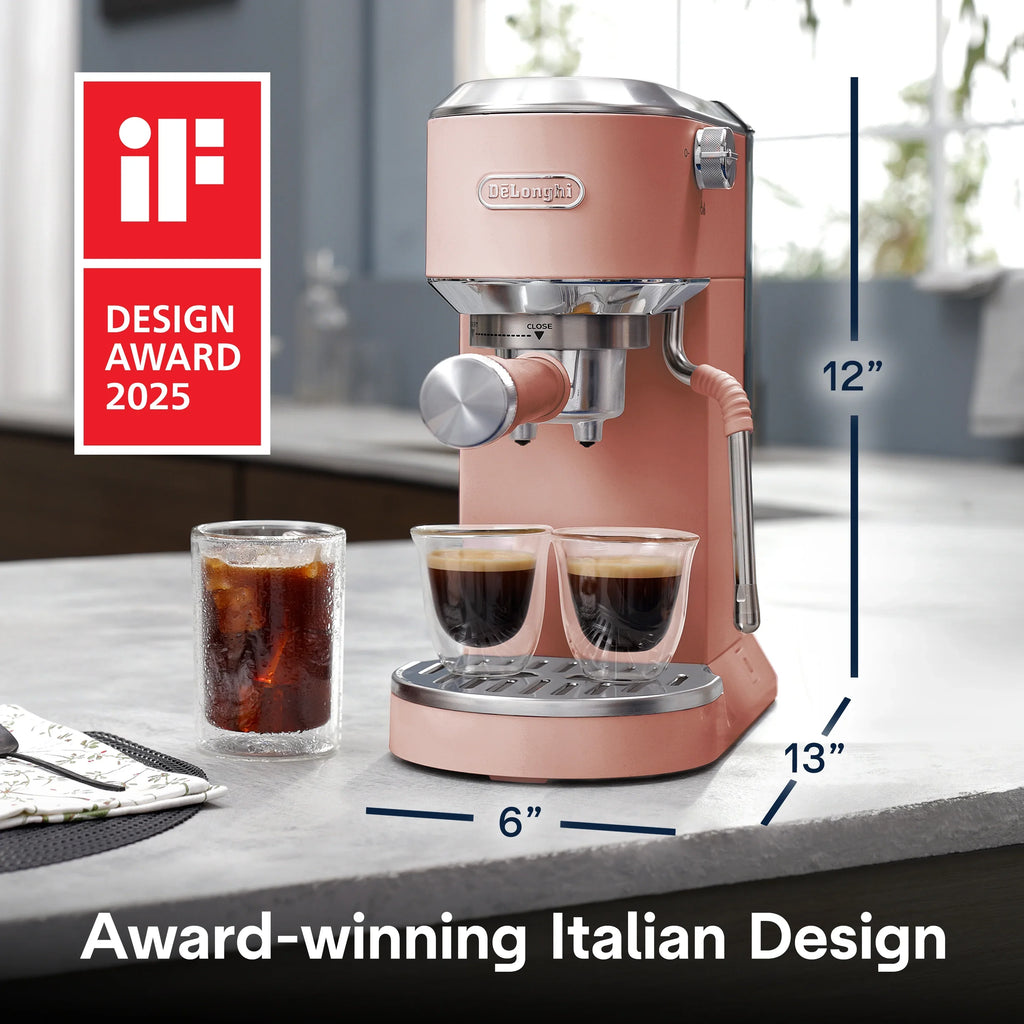 2026 NewDe’Longhi Dedica Duo Espresso Machine, Compact Size with Built in Frother for Latte Art, Brew Espresso, Cold Brew, Lattes & More, Stainless Steel
