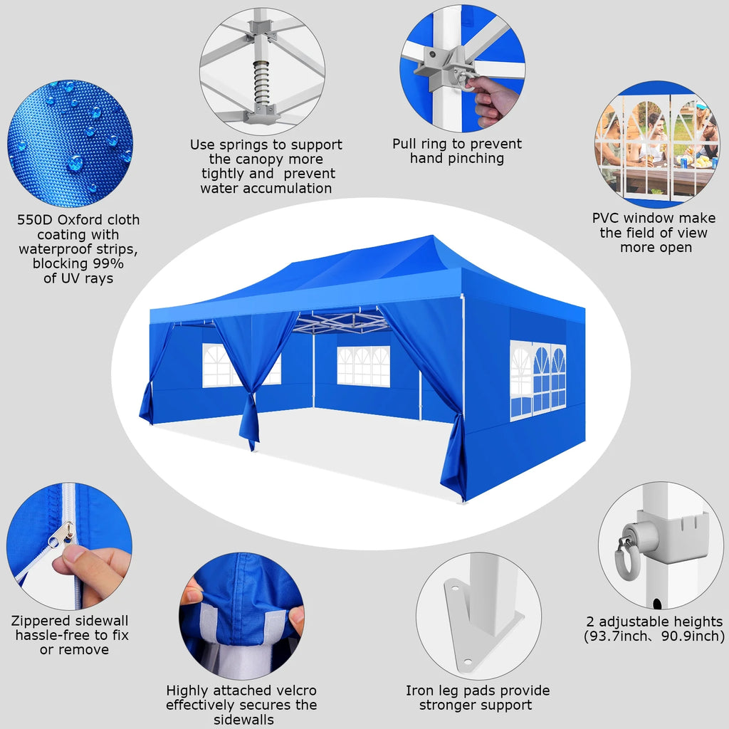 COBIZI 13x26 Heavy Duty Commercial Canopy Tent,Easy Pop Up Party Tent Gazebo,Outdoor Portable Party Canopy,Extra-large Size Space For Outside Wedding Gathering Activities,Waterproof&UPF 50+,White