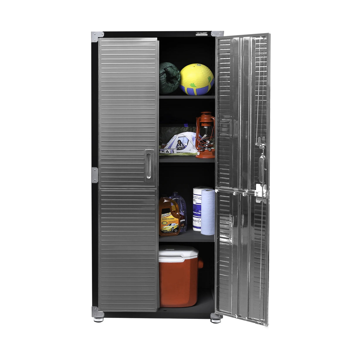 Seville Classics UltraHD Steel Body Lockable Storage Cabinet Organizer Locker Shelving Unit, Graphite, 30" W x 18" D x 72" H