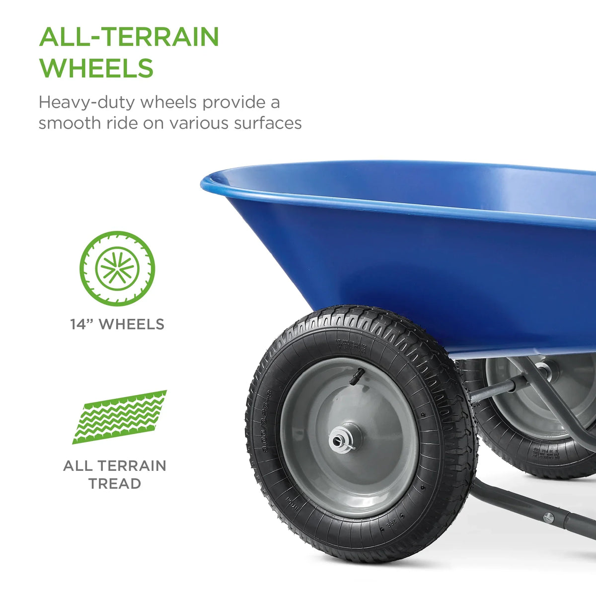 2026 NewBest Choice Products Dual-Wheel Home Wheelbarrow Yard Garden Cart for Lawn, Construction - Green