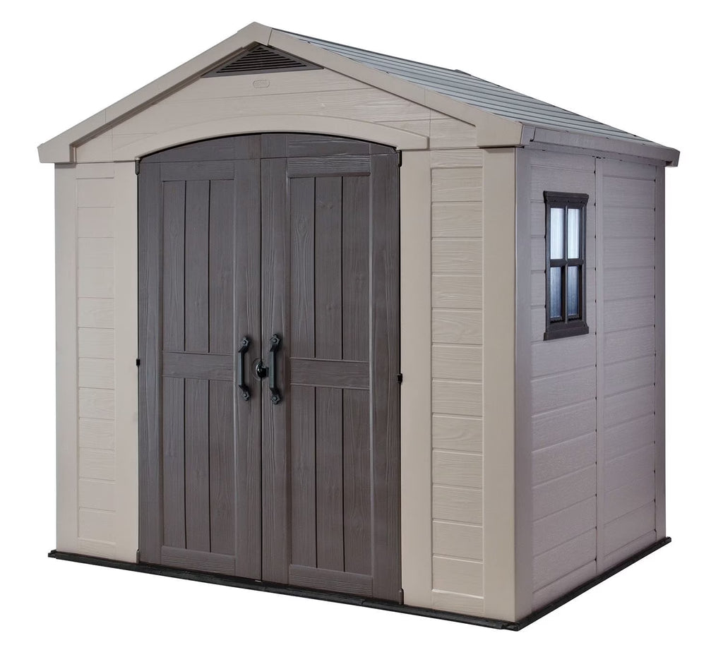 2026 NewKeter Factor 8 x 11 Foot All Weather Resin Outdoor Storage Shed, Taupe