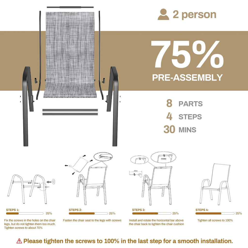2026 NewArlopu 8Pcs Patio Dining Chairs Outdoor Stackable Armrest Chairs for Lawn Garden Backyard