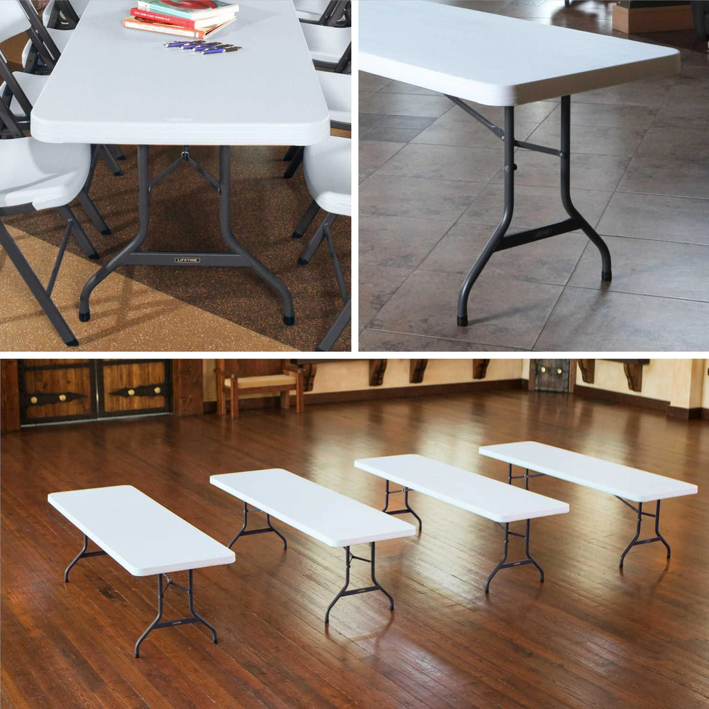 Lifetime 8 ft. Rectangle Folding Table, Indoor/Outdoor Commercial Grade, White Set of 4 (42980)