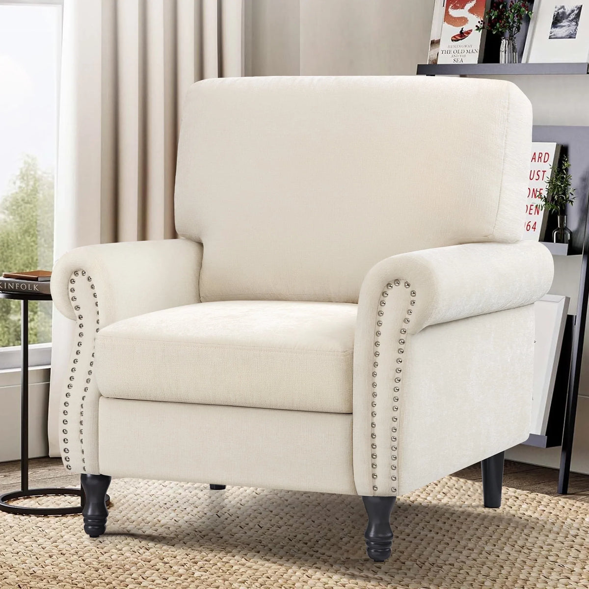 2026 NewCOOLHUT Modern Accent Chair Armchair, Linen Fabric Upholstered Comfy Single Sofa with Solid Wood Frame for Living Room, Gray