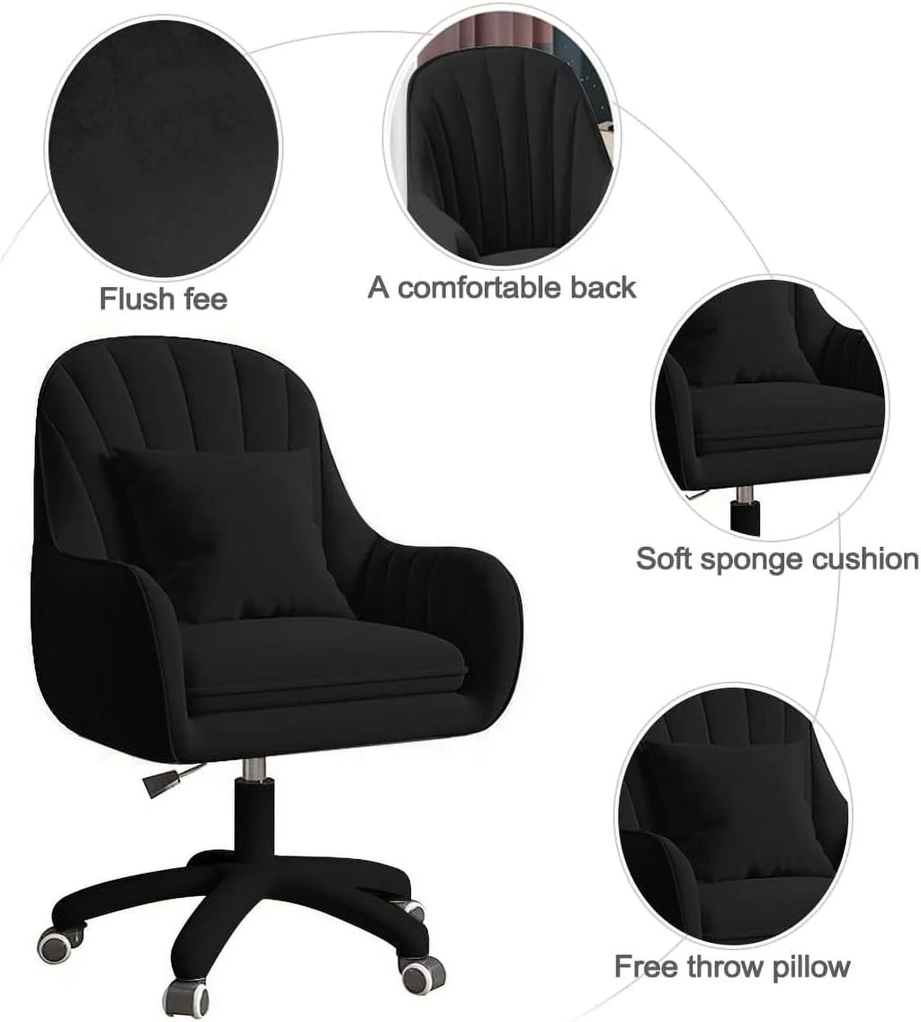2026 NewHome Office Chair Computer Chair with Mid-Back Upholstered Modern Tufted Computer Task Chair Swivel Height Adjustable Velvet Accent Chair."White"