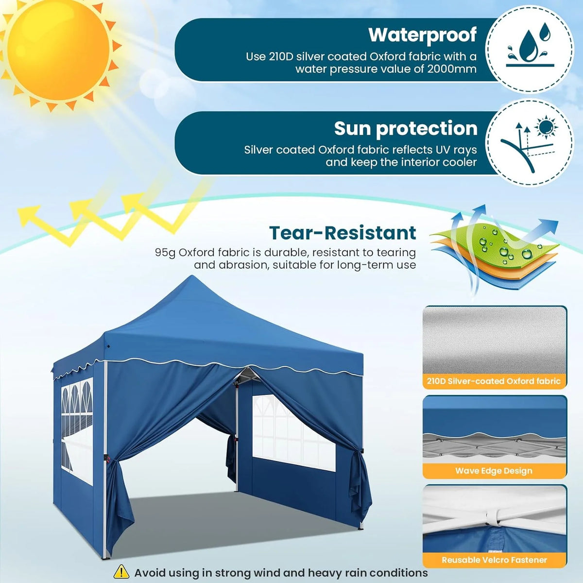 COBIZI 10X20 Pop up Canopy Tent with 6 Removable Side Walls Heavy Duty,Waterproof Adjustable Outdoor Event Party tent Parties,Commercial Instant Portable,Weddings,Camping,with Wheeled Bag,Gray