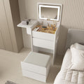 2026 NewVanity Desk with Flip Top Lighted Mirror, Compact Makeup Table with Storage Stool, Integrated Vanity with Drawers, 3-in-1 Vanity Set, Small Dressing Desk for Bedroom