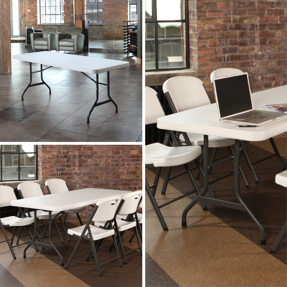 Lifetime 6 ft. Commercial Plastic Folding Banquet Tables 4 Pack (White Granite)