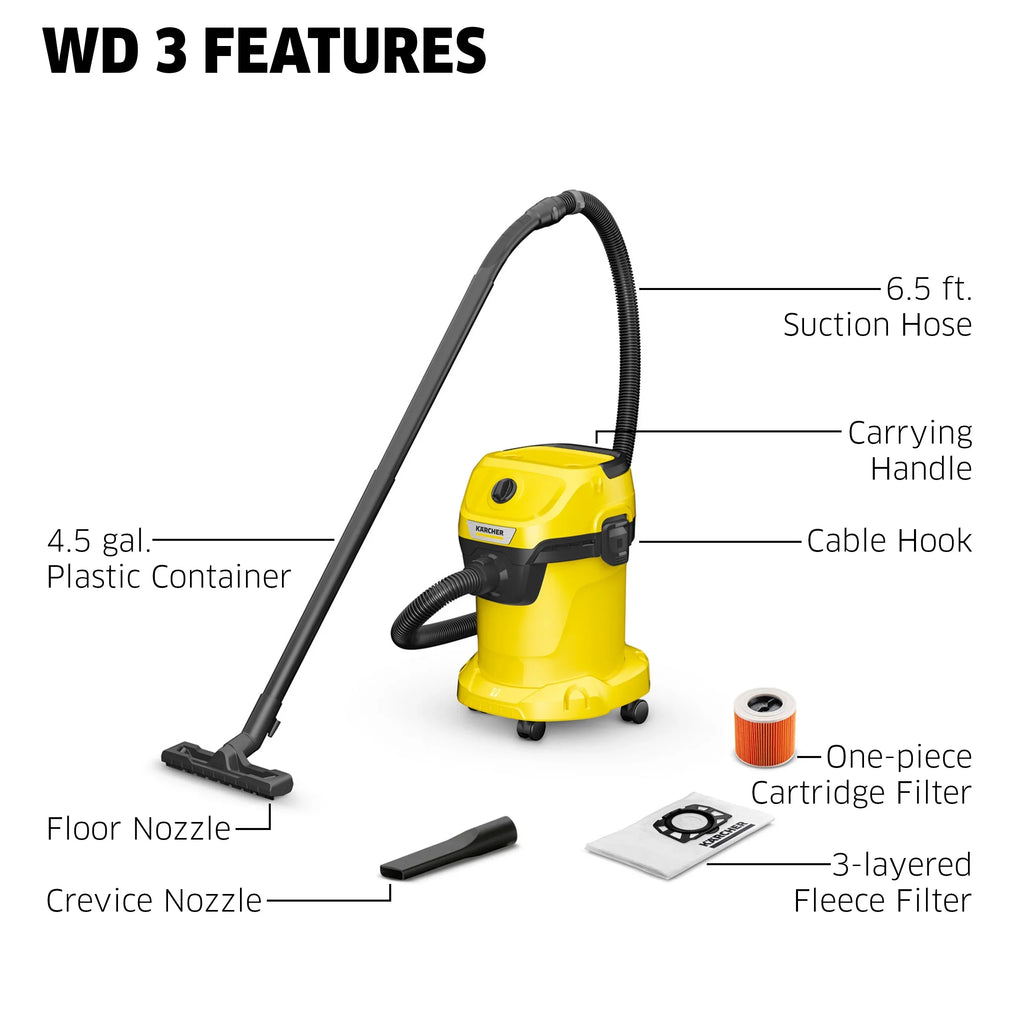 2026 NewKarcher Shop Vacuum, WD3, Wet and Dry Vac, Multi-Purpose - 4.5 Gallon