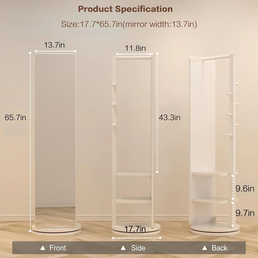 2026 NewFull-Length Mirror on Rubber Wood Frame 65.7 x 17.7 Inches Ideal for Dressing Rooms and Living Spaces for Versatile Use
