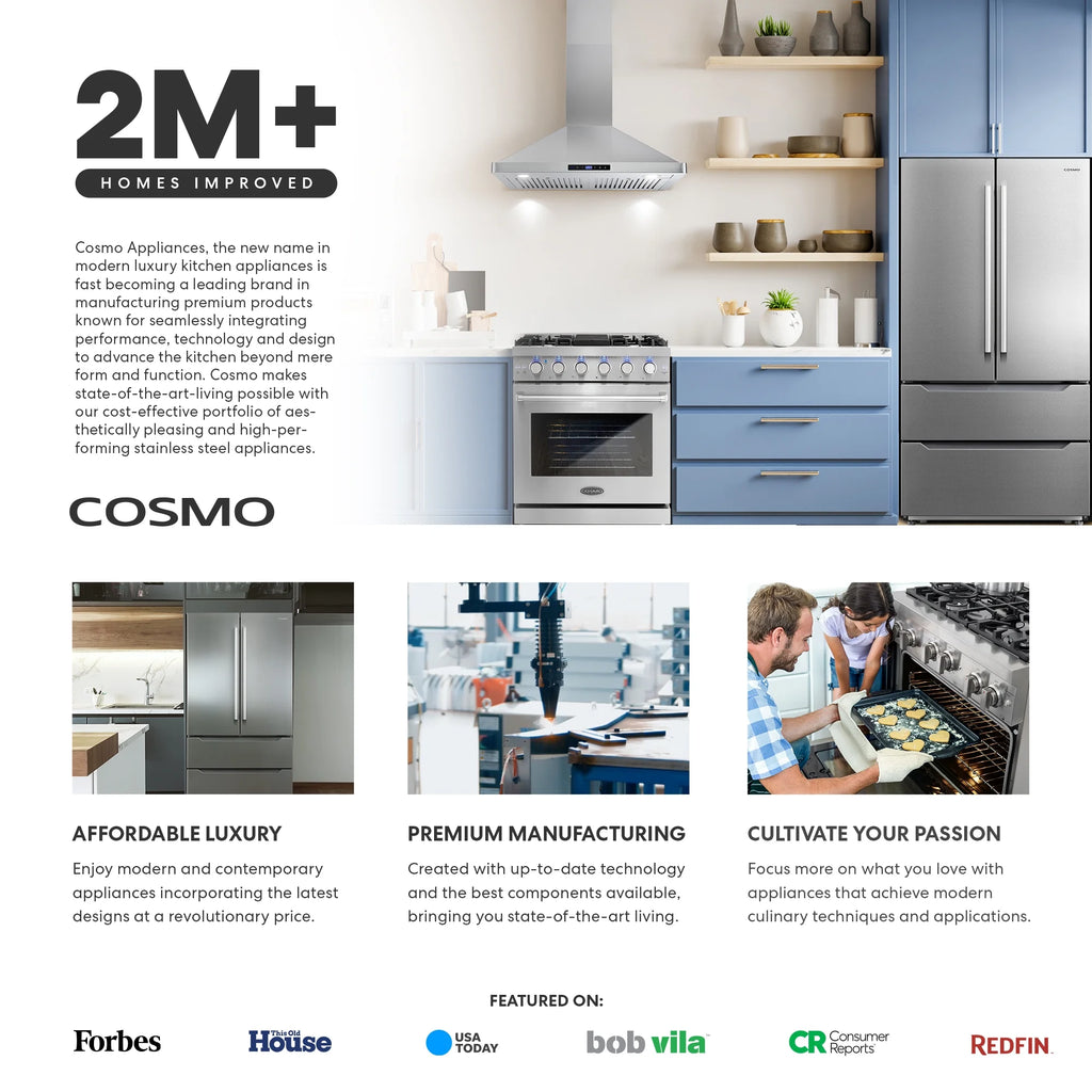 Cosmo 30 in. Stellar Collection 5.0 cu. ft. Electric Range, 4 Burners, Convection Oven in Matte Black