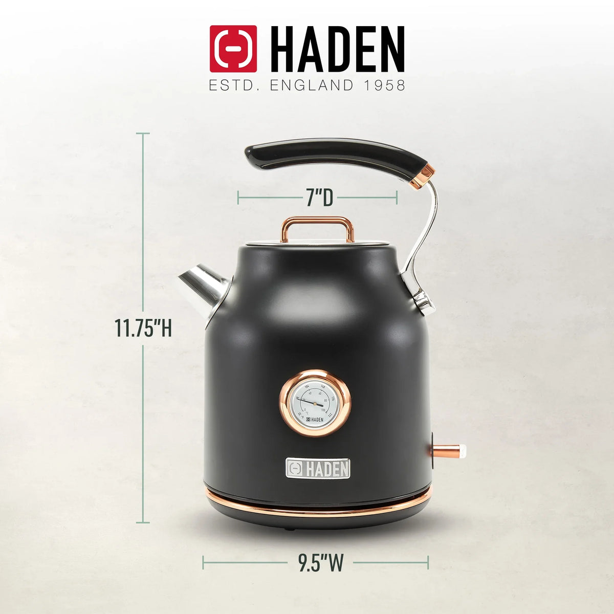 2026 NewHaden Dorset 1.7 Liter Electric Water Kettle with Base, Putty & Chrome