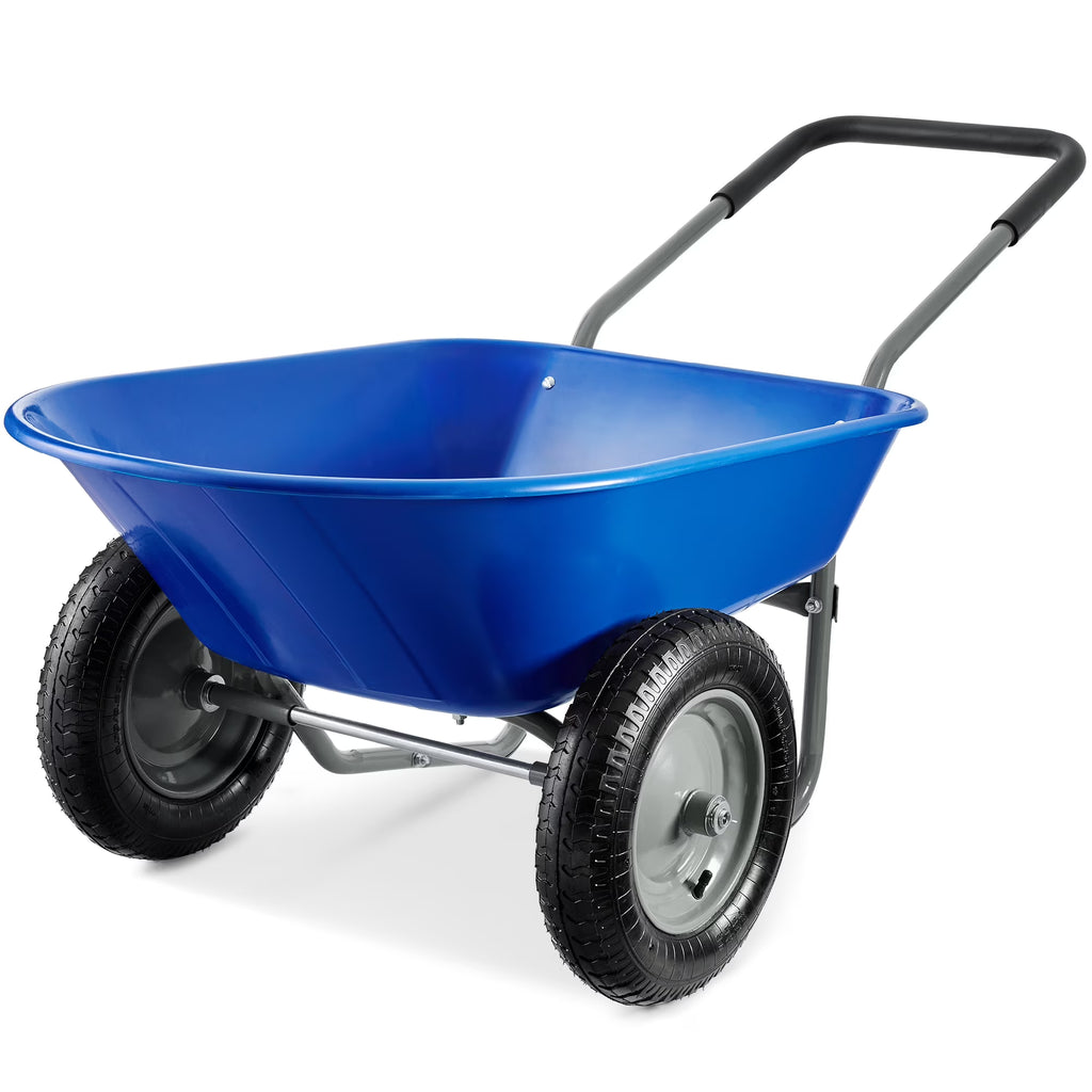 2026 NewBest Choice Products Dual-Wheel Home Wheelbarrow Yard Garden Cart for Lawn, Construction - Green