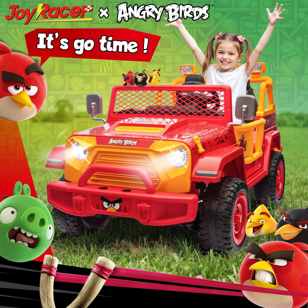 2026 NewJoyracer 24 Volt Ride on Toys for Big Kids, Licensed Angry Birds Ride on Truck with Remote, 2 Seater 4WD Electric Ride ons with Shovel, Bluetooth, Lights, Power Car Wheels for 3-8, 130lbs, Green