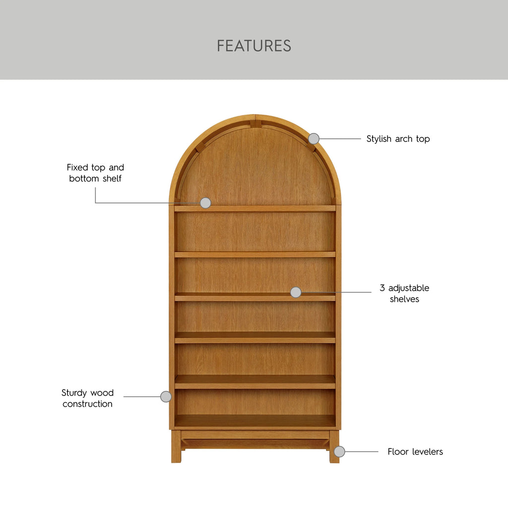 Better Homes & Gardens Juliet Open Arch Bookcase, Rich Black and Light Honey