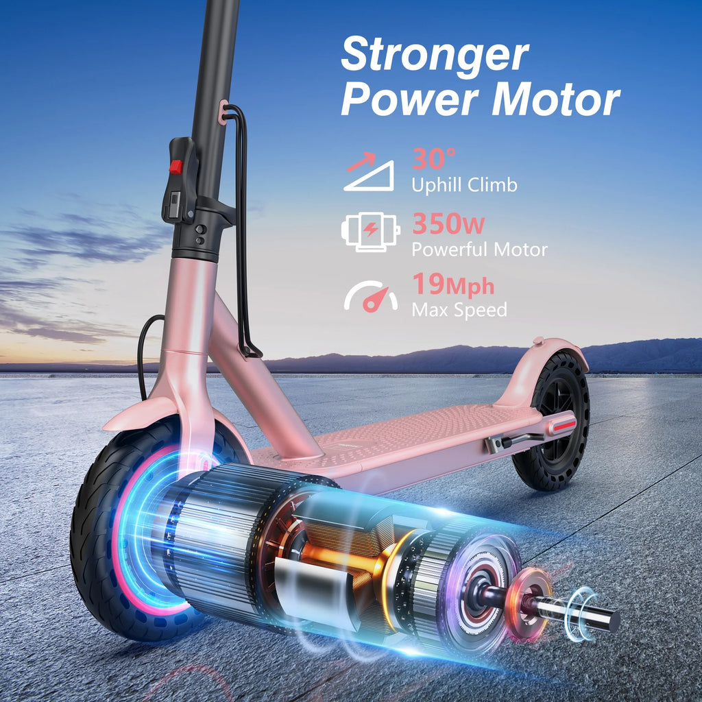 AOVOPRO WHITE ES80 350W 8.5' Foldable Electric Scooter for Adults and Child, 21 Miles Range