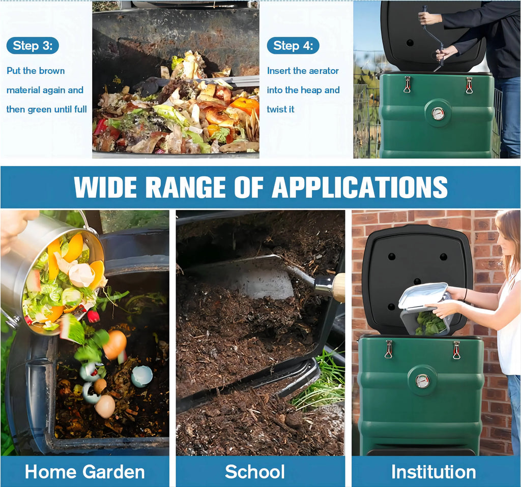 2026 NewInsulated Compost Bin with Ventilation System - Quickly Composting All Year Round,A Reservoir at The Bottom Design to Collect The Leachate (Green)