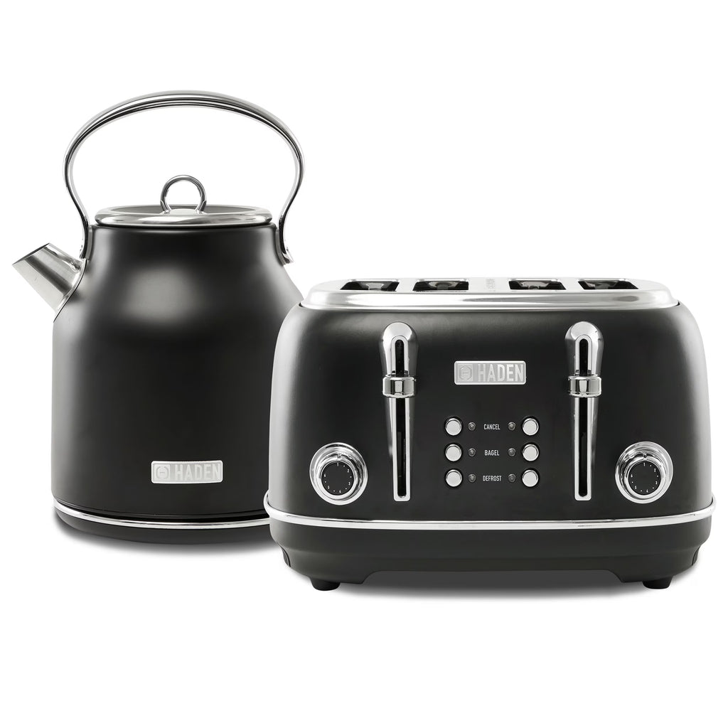 2026 NewHaden Heritage 1500 1.7 Electric Kettle, Matte Black Finish with Copper Accents