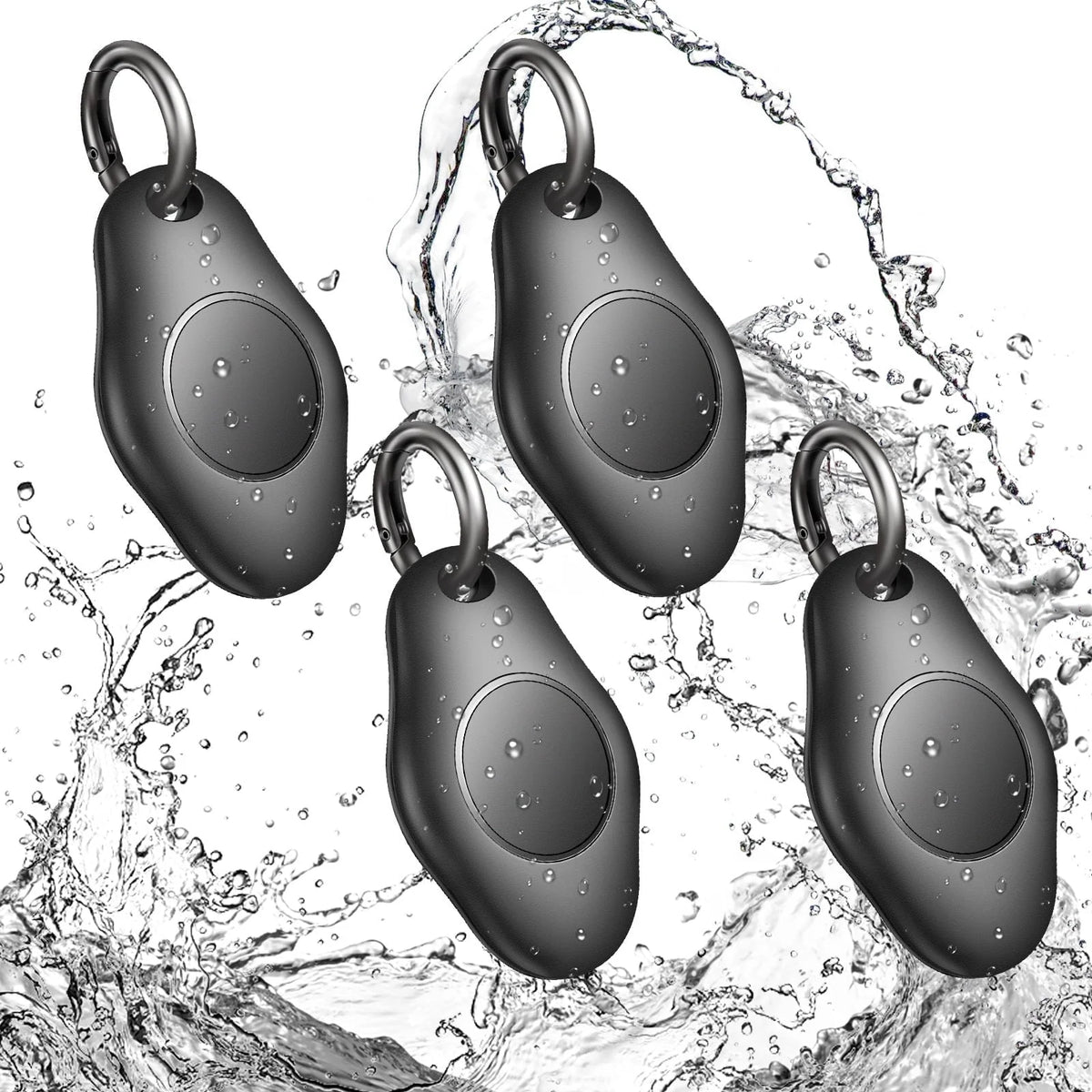 [4 Pack] AirTag Holder Keychain, IPX7 Waterproof Protective Air Tag Holder, Dropproof AirTag Keychain Cover, Full-Body Shockproof, Anti-Scratch, AirTag Case for Keys, Black