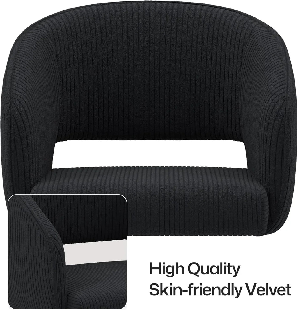 2026 NewHome Office Swivel Desk Chair, Modern Velvet Vanity Chair, Height Adjustable Armchair with Gold Base, Ergonomic Office Chair for Task Study Computer Room, Beige