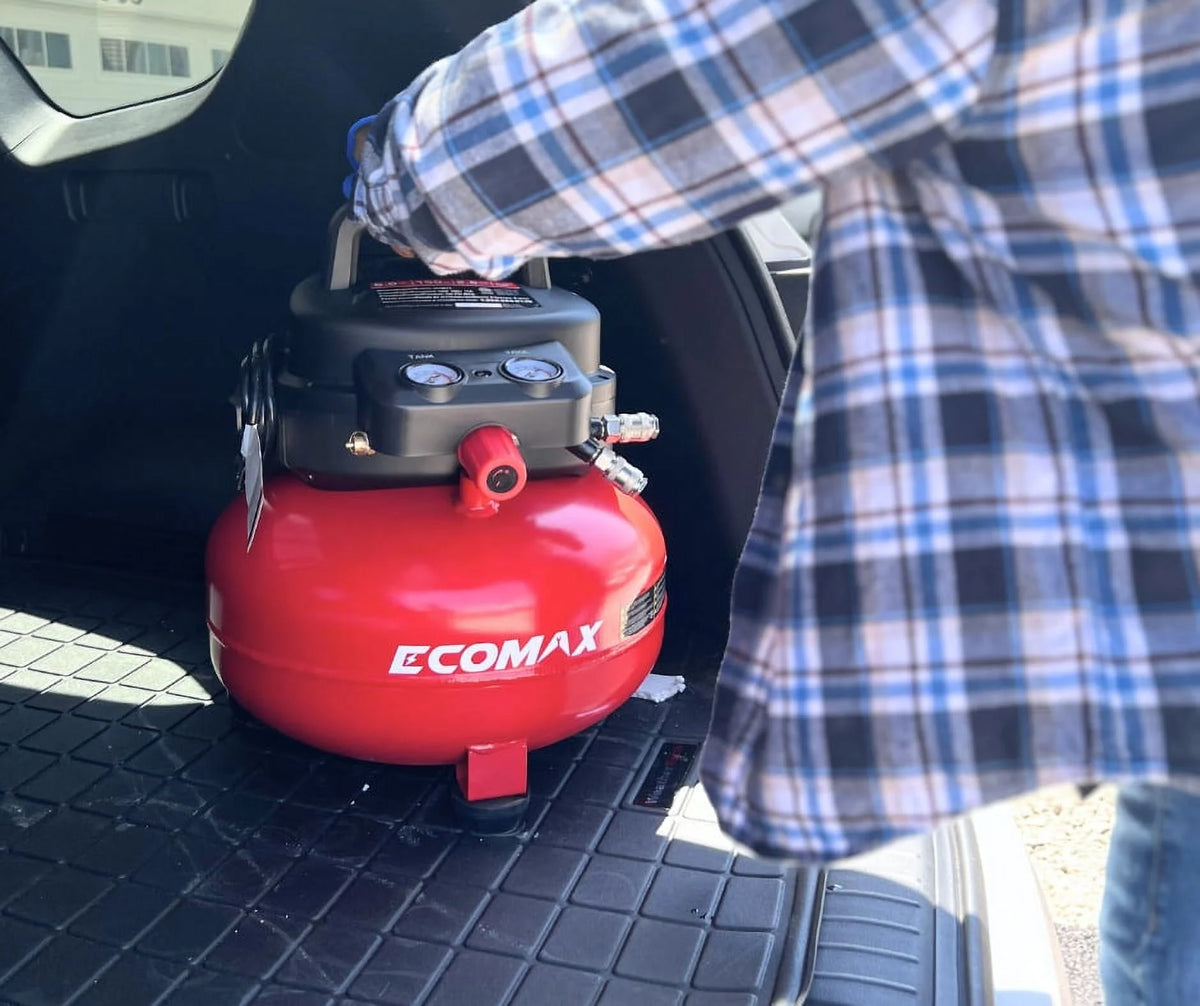 Ecomax 6 Gallon Portable Pancake Air Compressor, 150 PSI 1.0 HP Oil-Free Electric for Home Garage & Shop