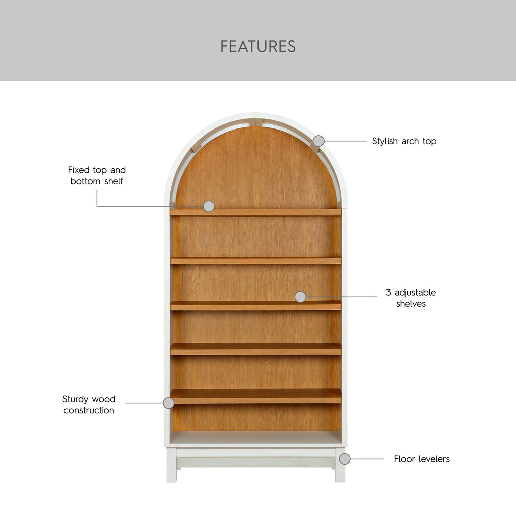 Better Homes & Gardens Juliet Open Arch Bookcase, Rich Black and Light Honey