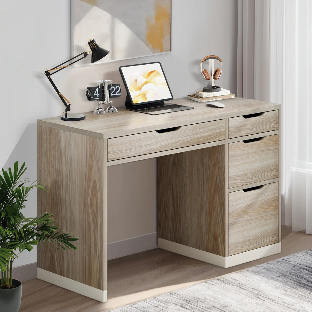 2026 NewDreamCurship White Desk with Drawers, Modern Computer Desk with File Drawers, Home Office Study Writing Desk with Storage, White