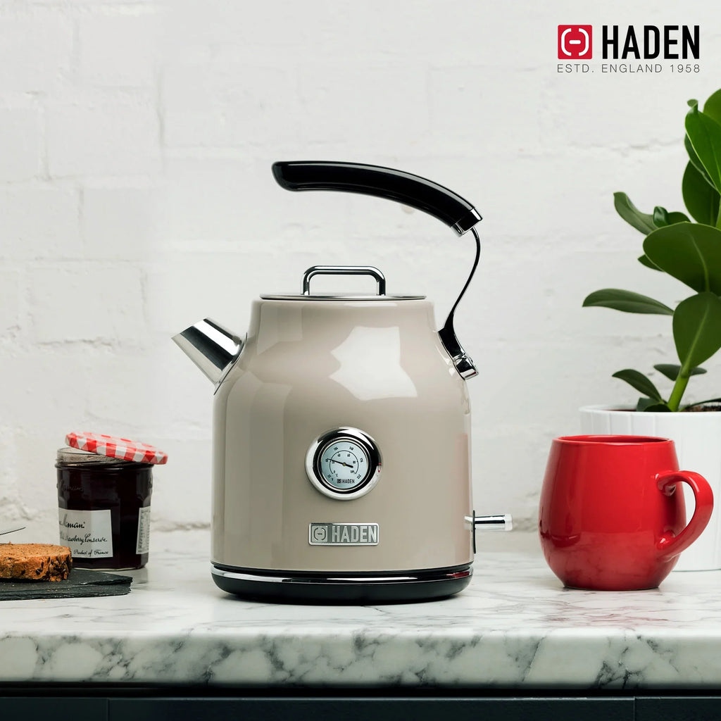 2026 NewHaden Dorset 1.7 Liter Electric Water Kettle with Base, Putty & Chrome